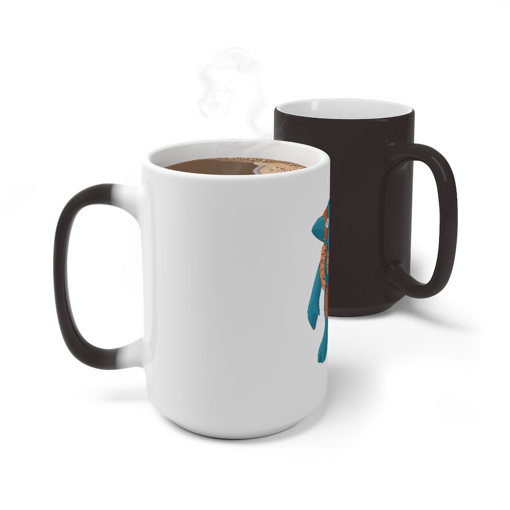 Swark Color Changing Mug showcasing vibrant colors when filled with hot liquid, featuring a rounded design and C-handle.