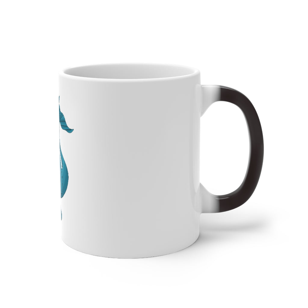 Swark Color Changing Mug showcasing vibrant colors when filled with hot liquid, featuring a rounded design and C-handle.