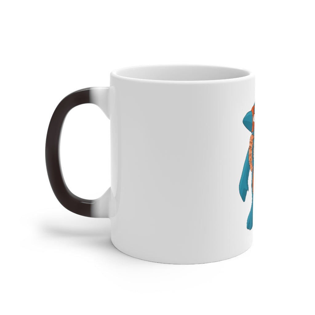 Swark Color Changing Mug showcasing vibrant colors when filled with hot liquid, featuring a rounded design and C-handle.