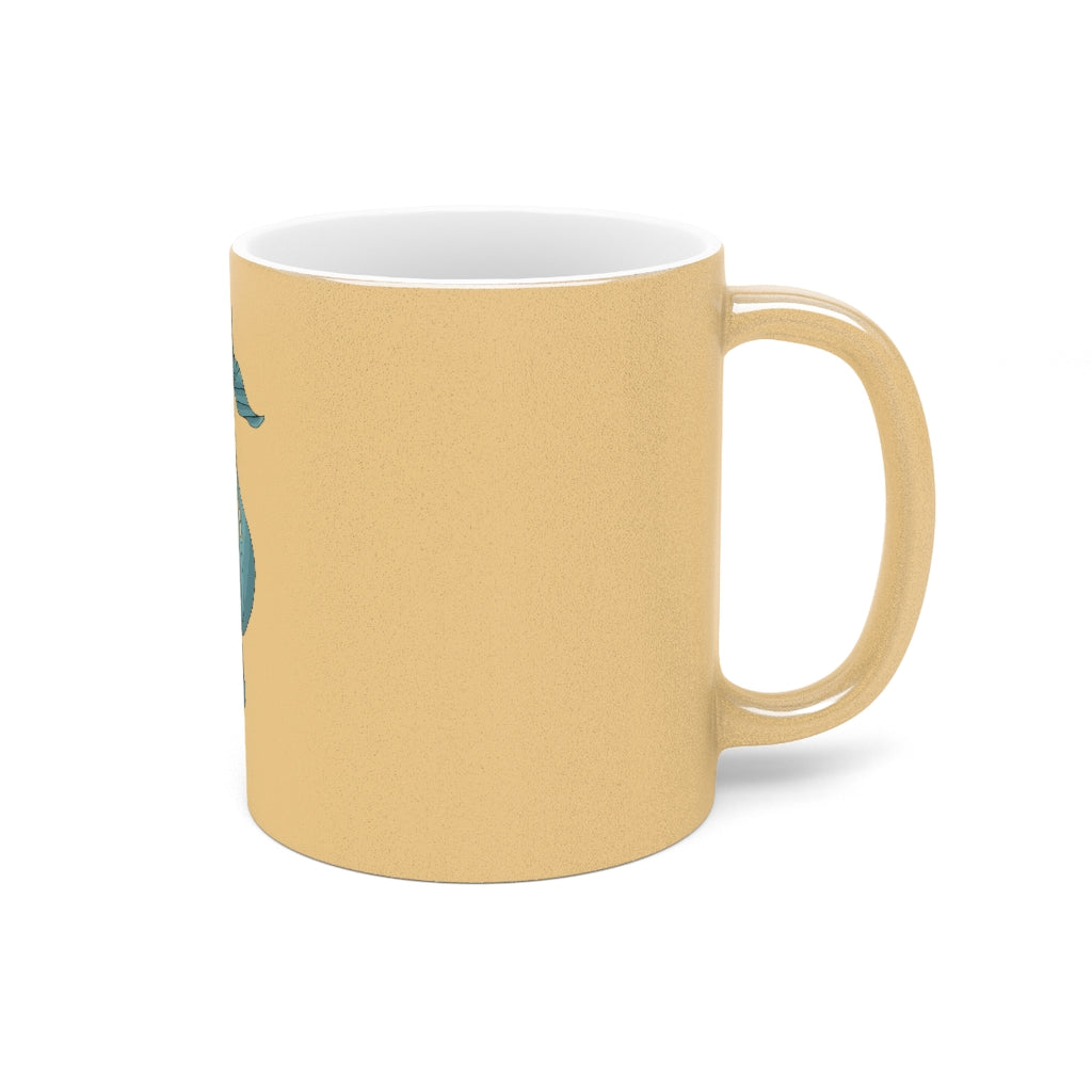 Swark Metallic Mug in Gold and Silver finishes, showcasing personalized designs and a comfortable C-handle.