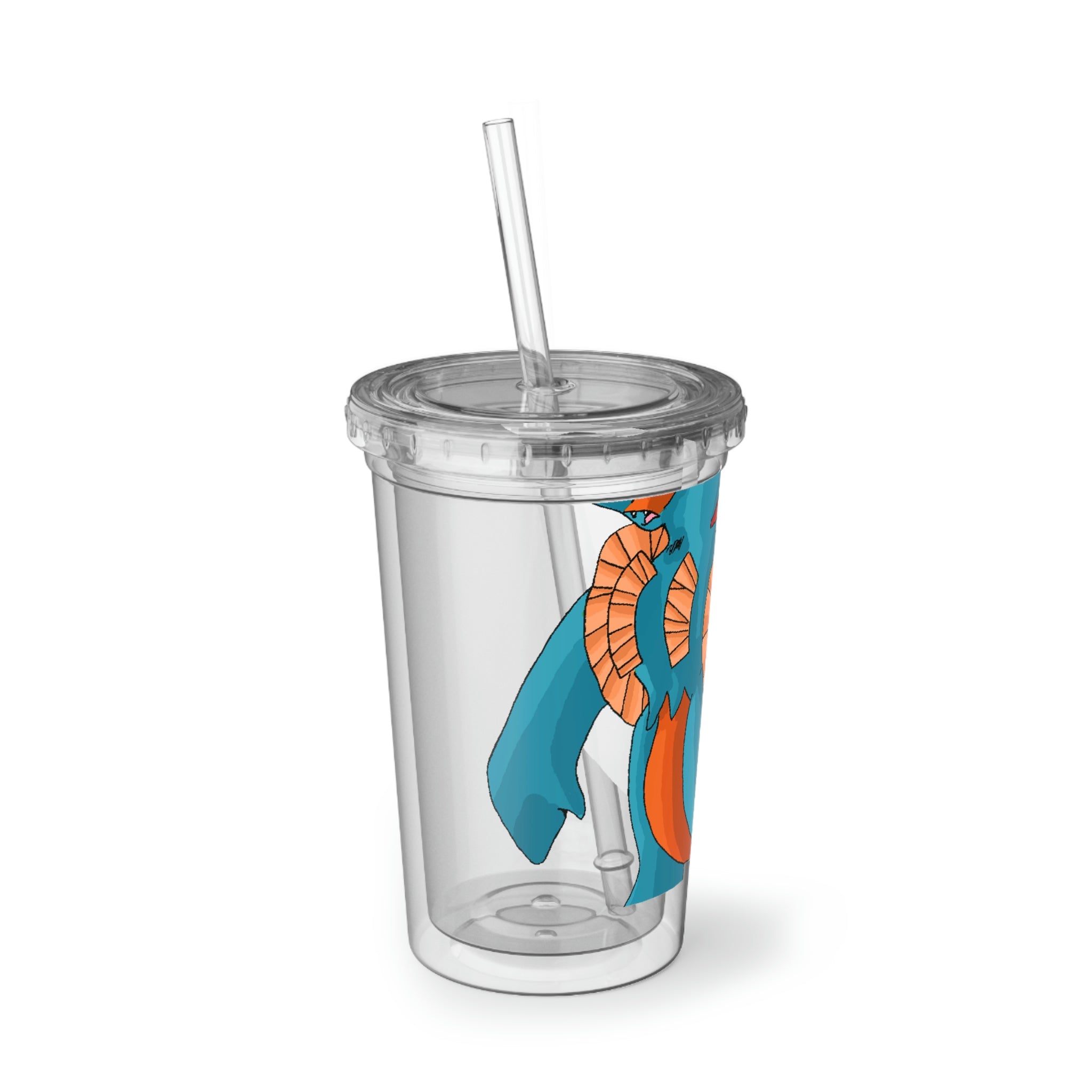 Swark Suave Acrylic Cup in stainless steel with a black plastic straw, showcasing a sleek design and customizable surface.