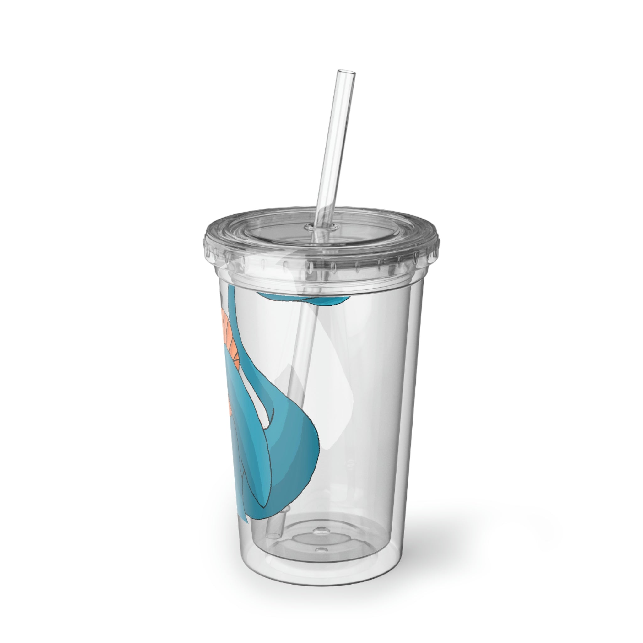 Swark Suave Acrylic Cup in stainless steel with a black plastic straw, showcasing a sleek design and customizable surface.