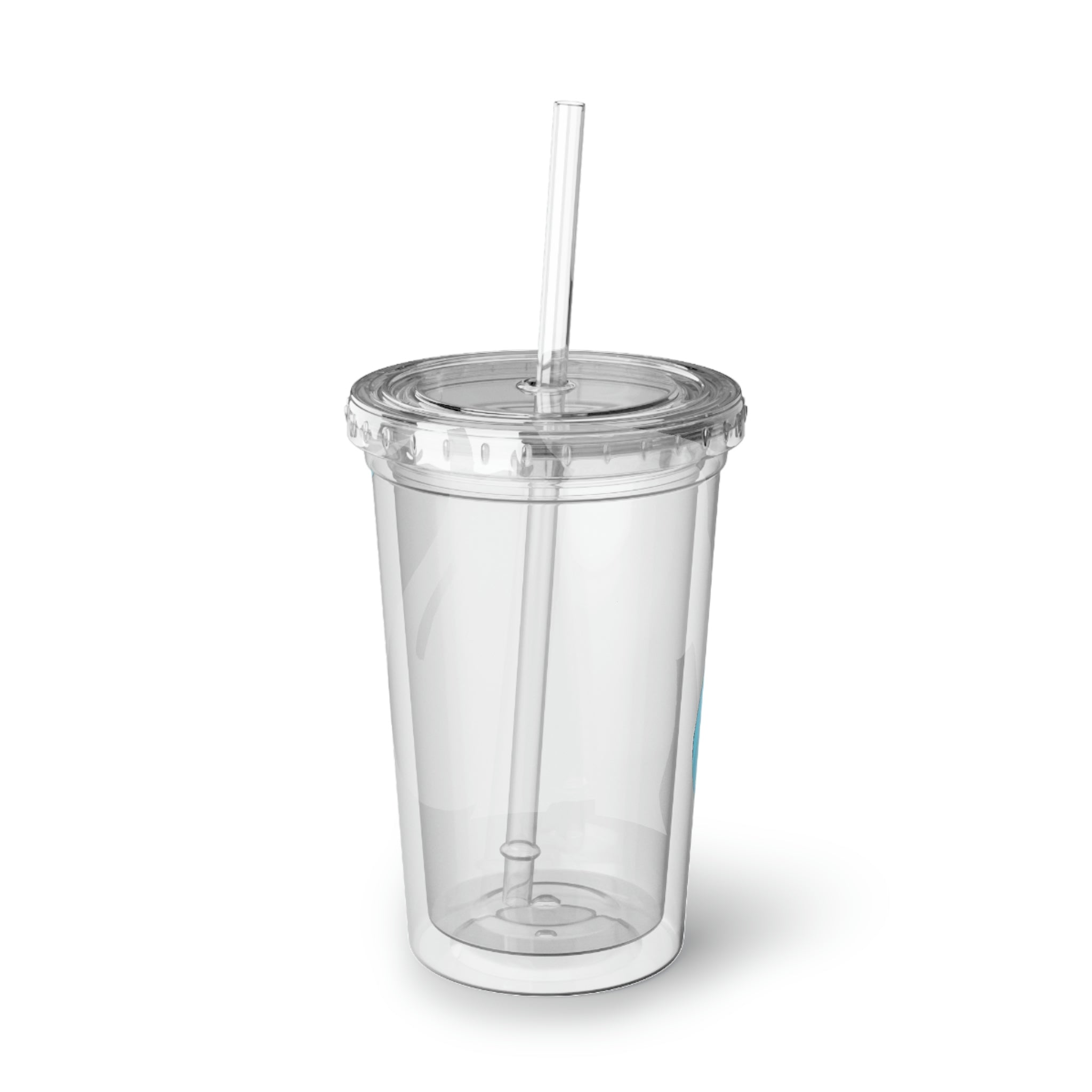 Swark Suave Acrylic Cup in stainless steel with a black plastic straw, showcasing a sleek design and customizable surface.