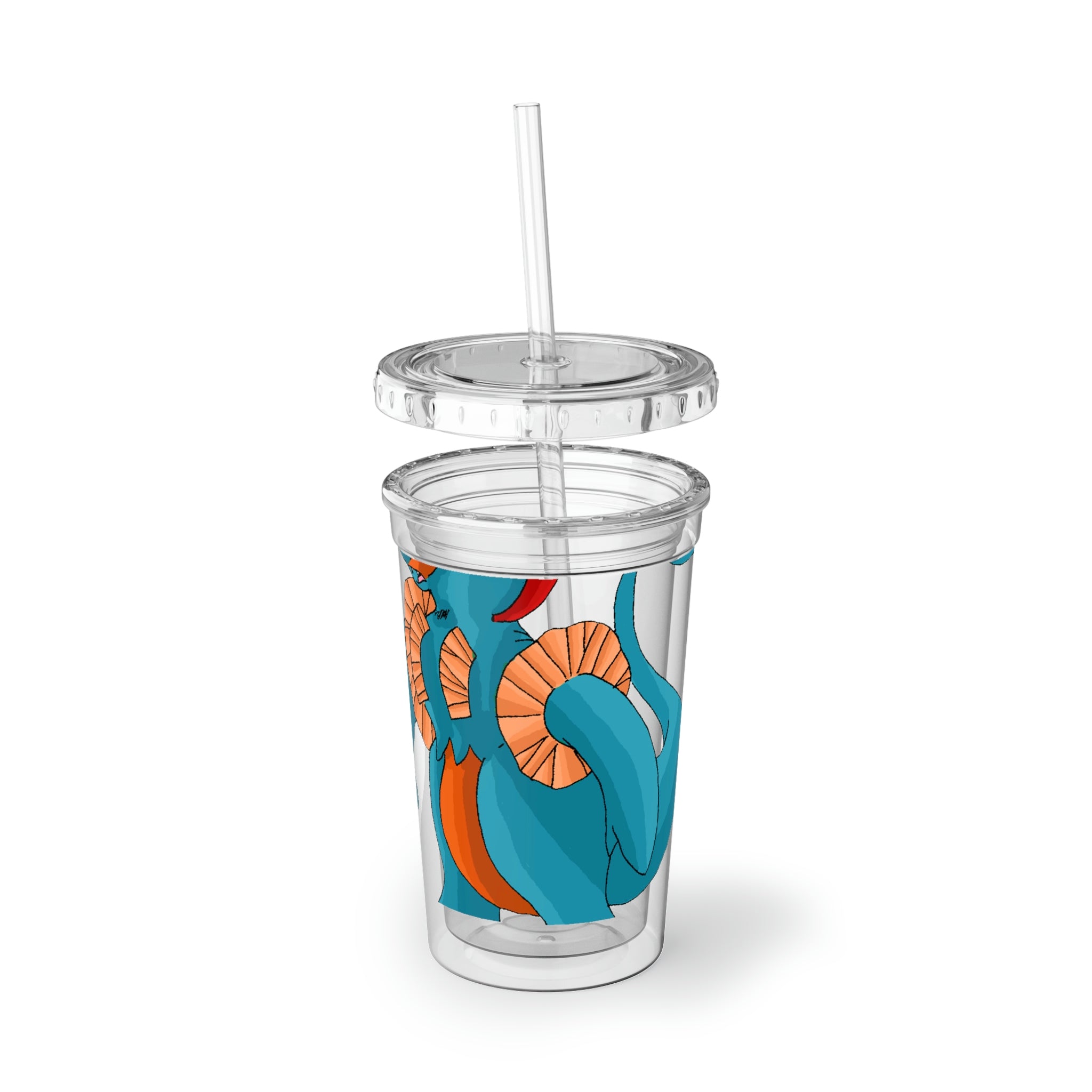 Swark Suave Acrylic Cup in stainless steel with a black plastic straw, showcasing a sleek design and customizable surface.