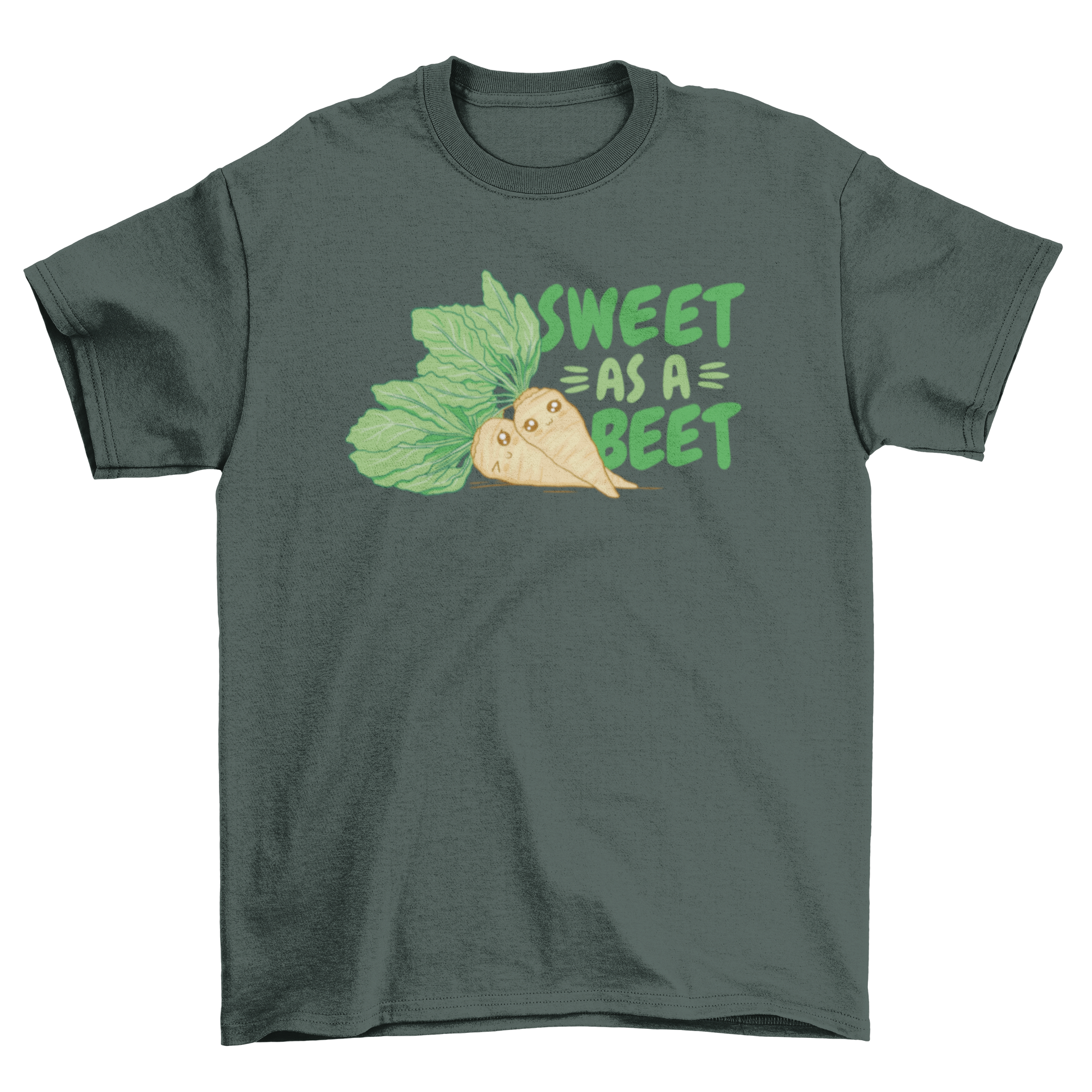 A stylish Sweet Beet T-Shirt featuring two cute beets and the quote 'Sweet as a beet'.