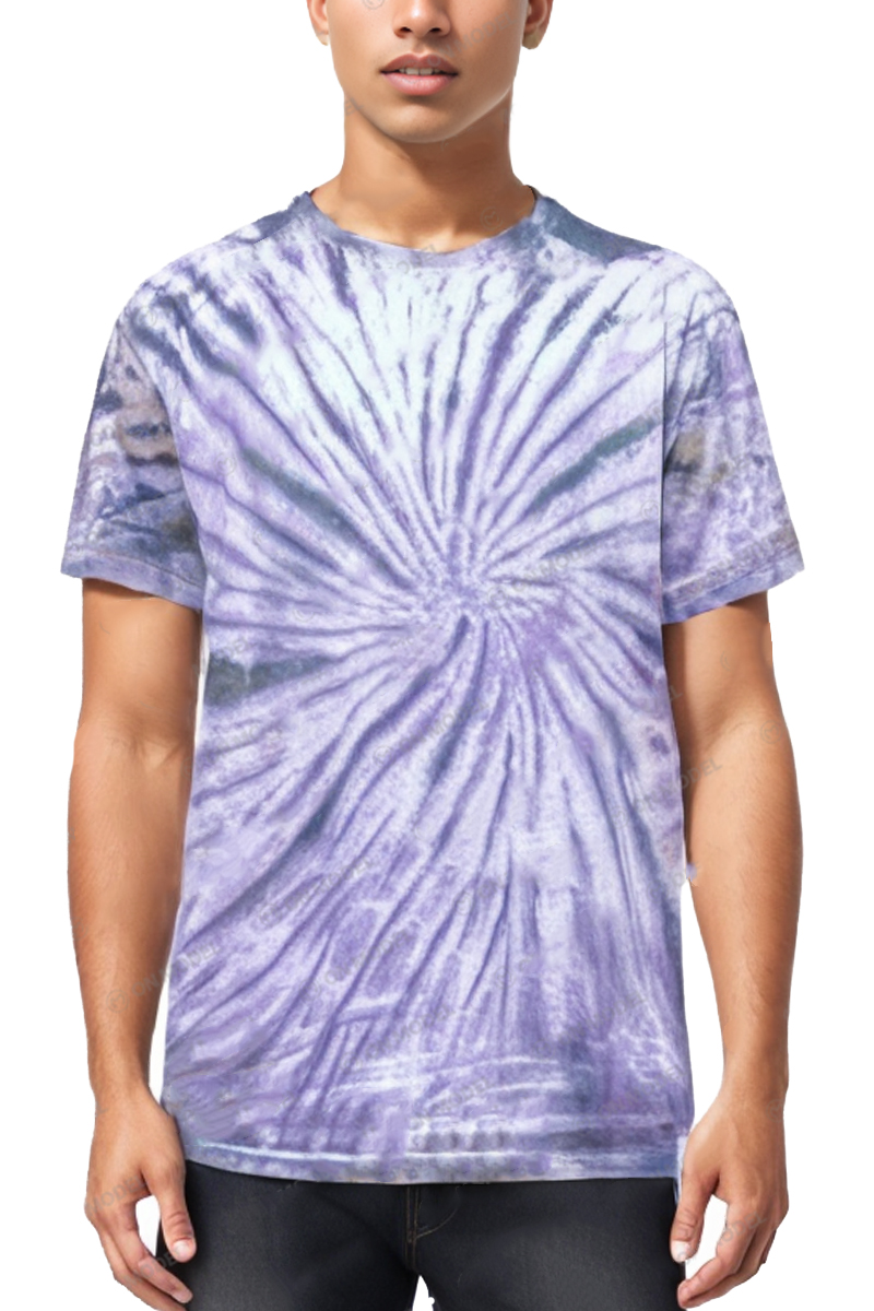 A vibrant swirl tye dye t-shirt made of 100% cotton, featuring a round neck and straight hem.