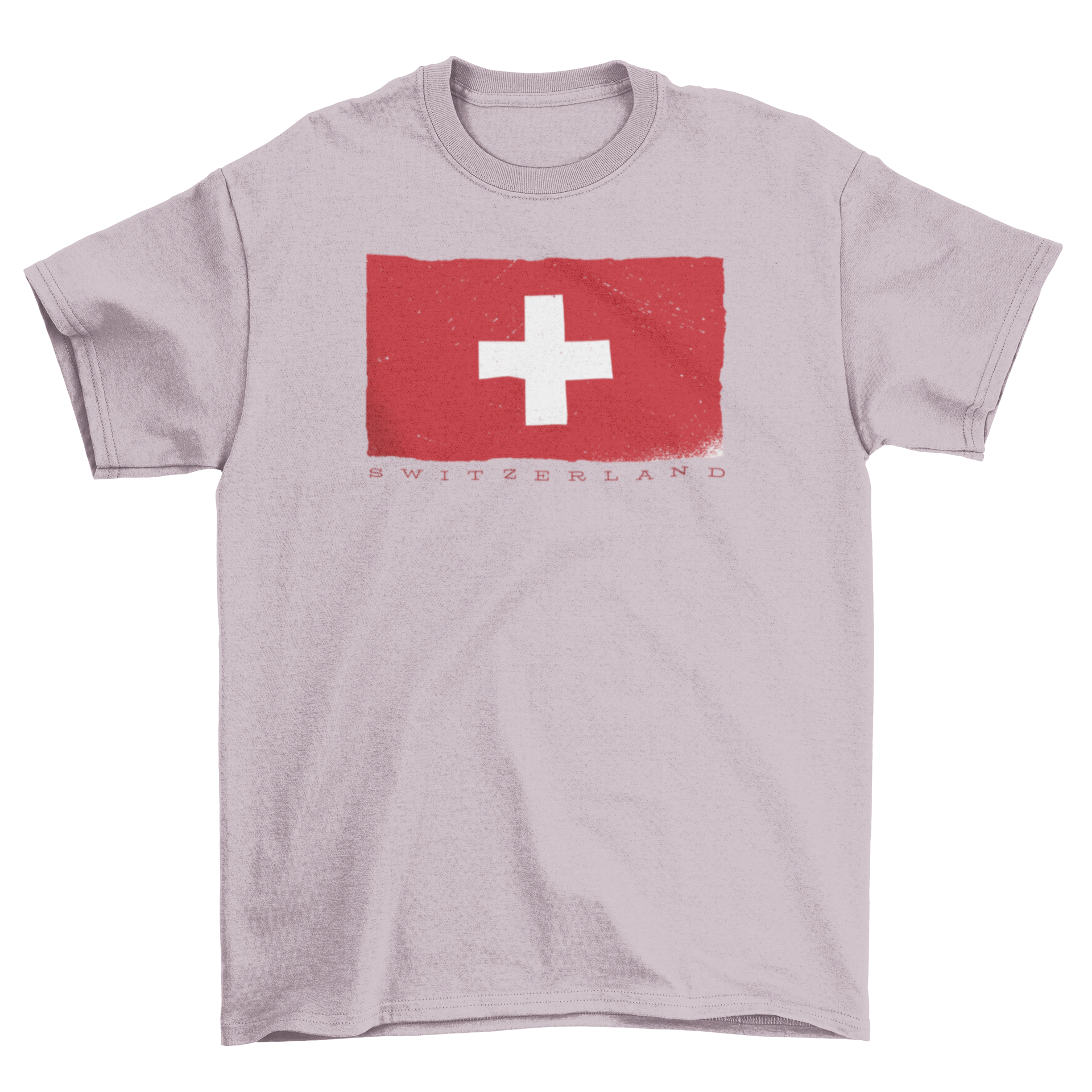 A stylish T-shirt featuring the Swiss flag design with the word 'SWITZERLAND' below it, perfect for casual wear.