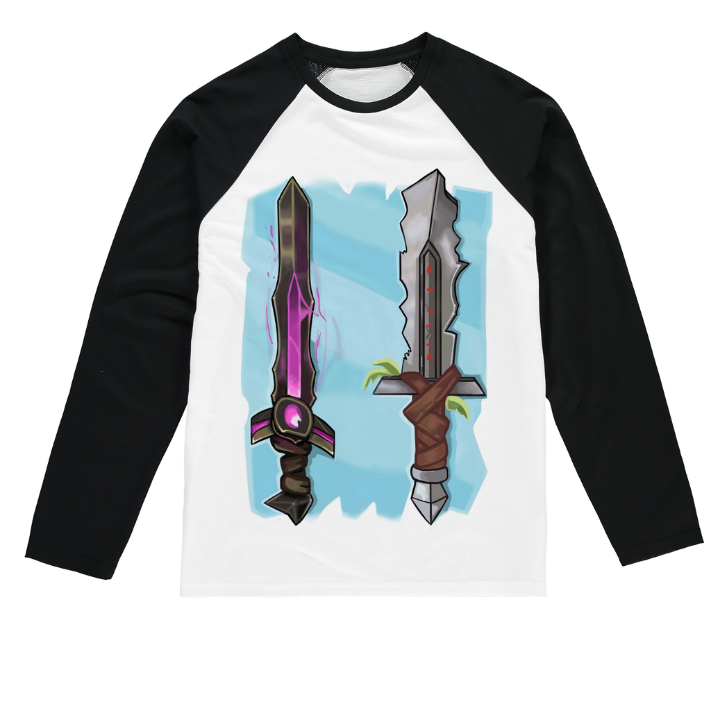 Sword Sublimation Baseball Long Sleeve T-Shirt featuring a crew neck and long sleeves, designed for sublimation printing with a stylish fit.