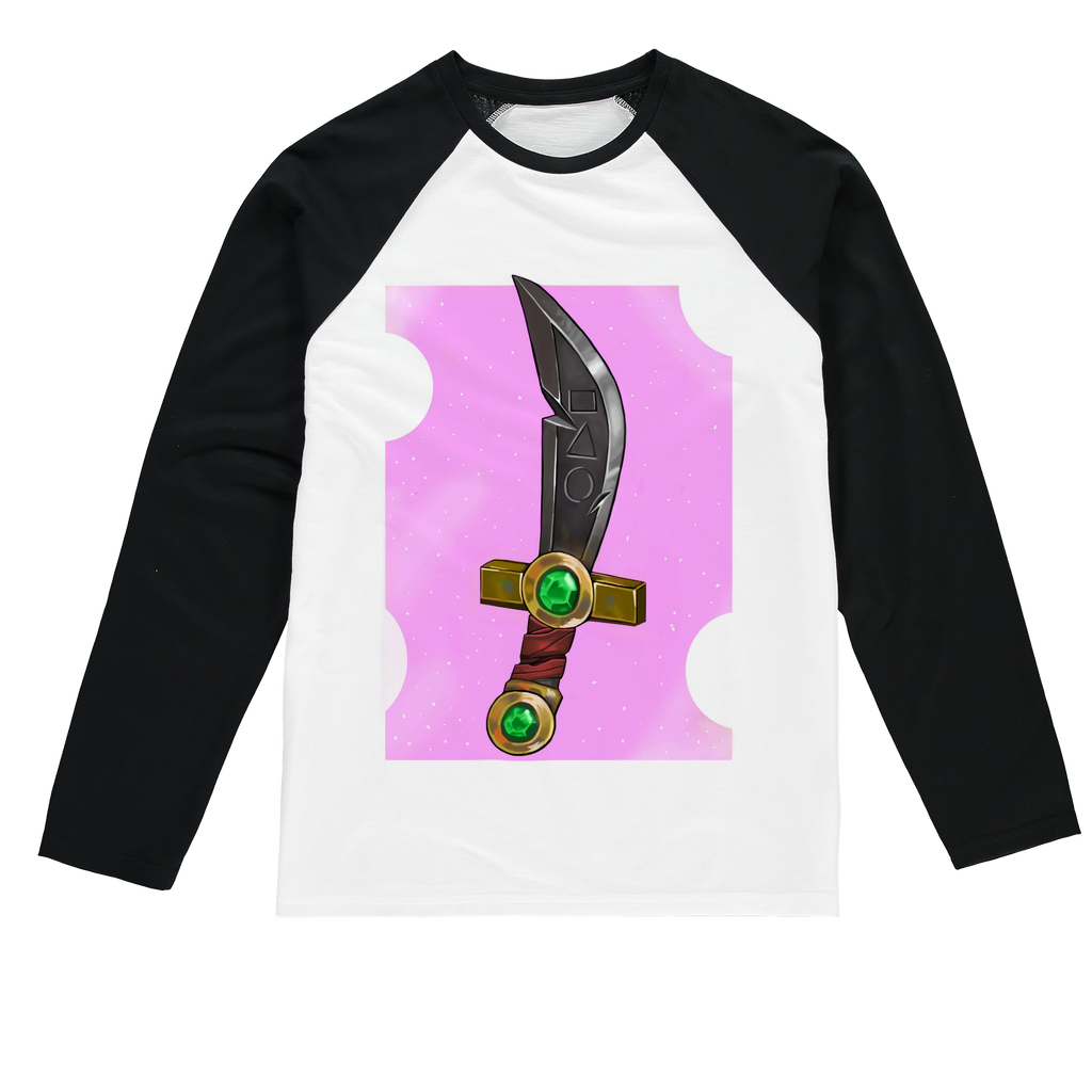 Sword Sublimation Baseball Long Sleeve T-Shirt featuring a crew neck and long sleeves, designed for sublimation printing with a stylish fit.