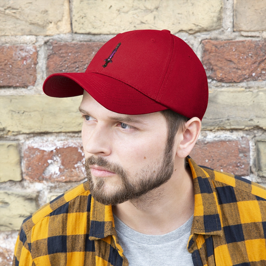 Sword Unisex Twill Hat in classic design, made from 100% cotton twill, featuring adjustable Velcro closure.