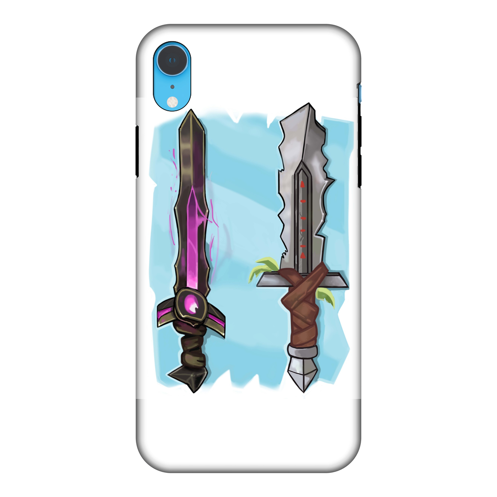 Swords Fully Printed Tough Phone Case featuring vibrant sword designs, dual-layer protection, and scratch-resistant surface.