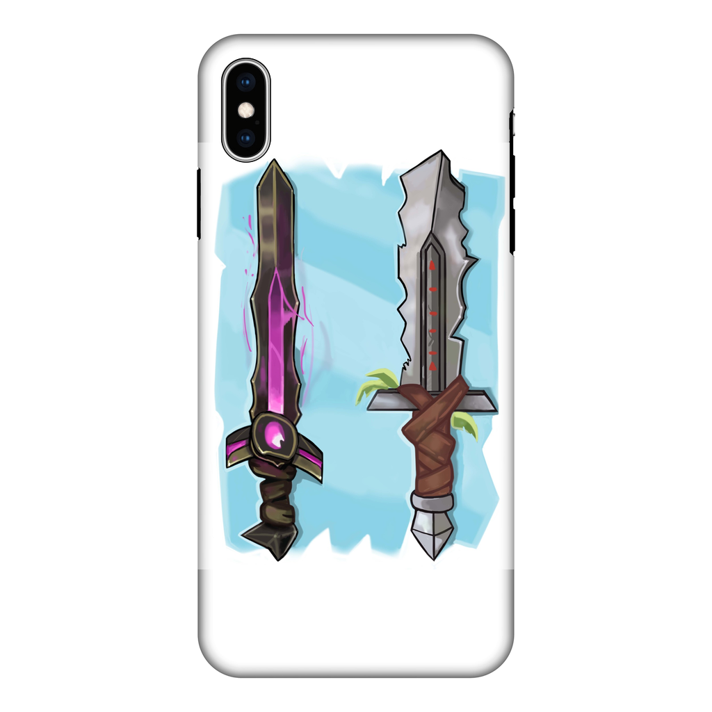 Swords Fully Printed Tough Phone Case featuring vibrant sword designs, dual-layer protection, and scratch-resistant surface.