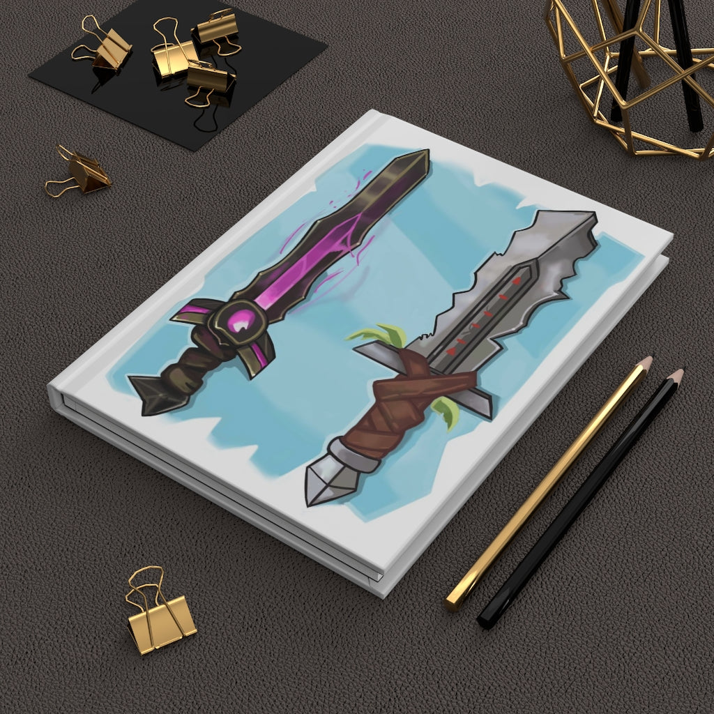 Swords Hardcover Journal Matte with customizable cover and lined pages, showcasing a stylish matte finish.