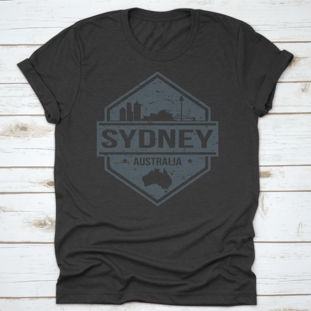 Travel Stamp Icon Skyline design featuring Sydney's iconic landmarks in a stylish vector format.