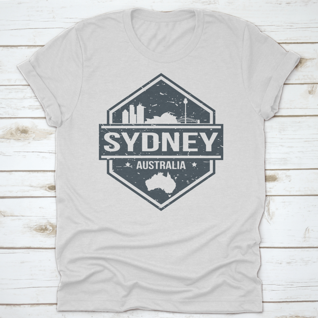 Travel Stamp Icon Skyline design featuring Sydney's iconic landmarks in a stylish vector format.