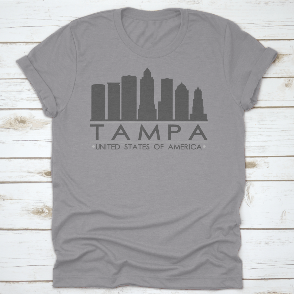 Tampa skyline silhouette design featuring famous buildings in vector art style, perfect for home decor.