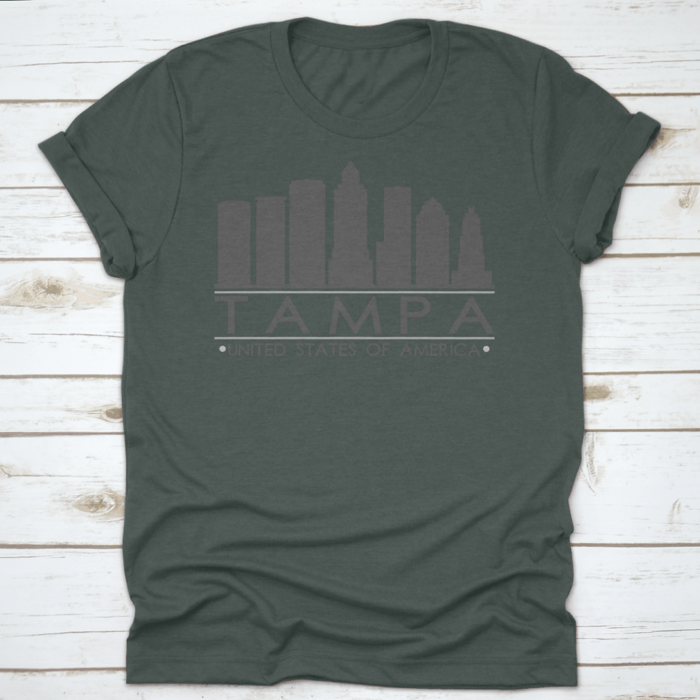 Tampa skyline silhouette design featuring famous buildings in vector art style, perfect for home decor.