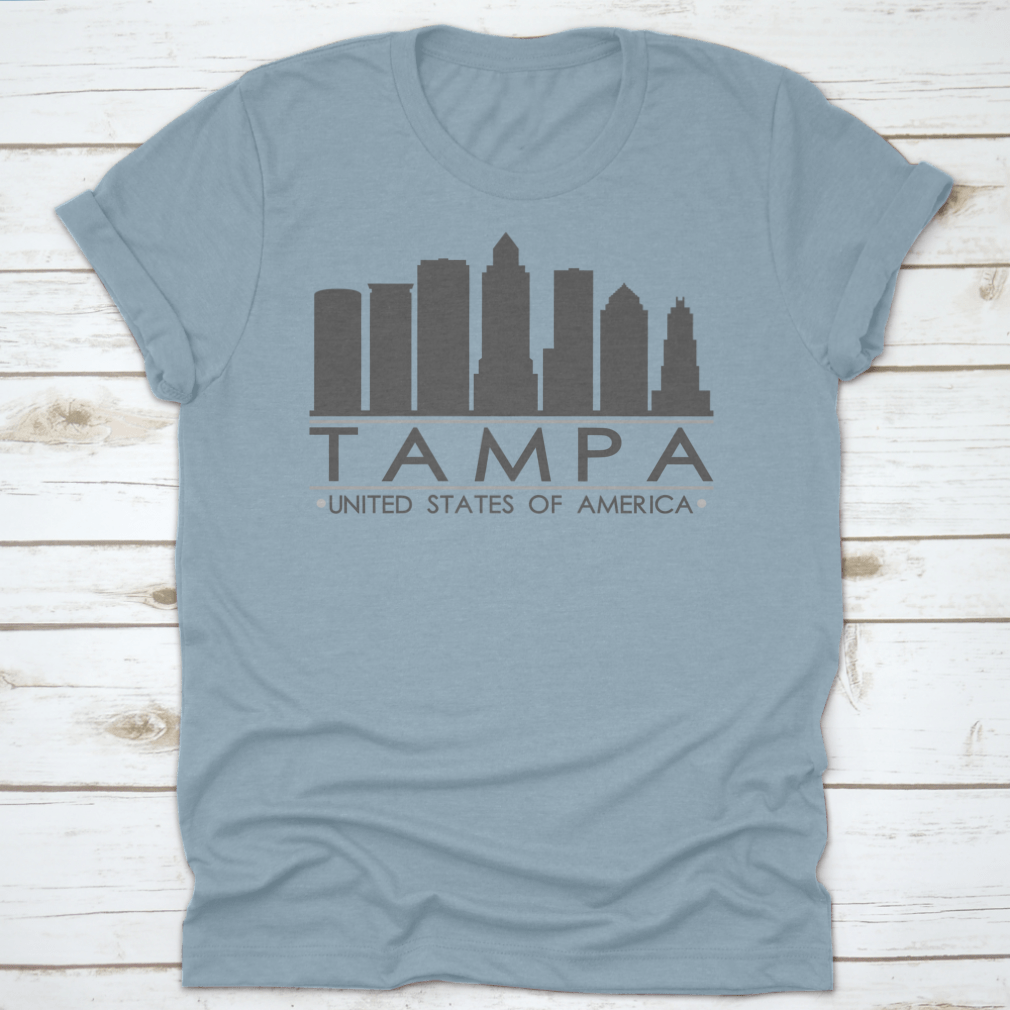 Tampa skyline silhouette design featuring famous buildings in vector art style, perfect for home decor.