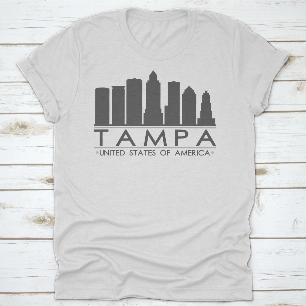 Tampa skyline silhouette design featuring famous buildings in vector art style, perfect for home decor.