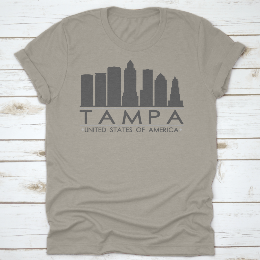 Tampa skyline silhouette design featuring famous buildings in vector art style, perfect for home decor.