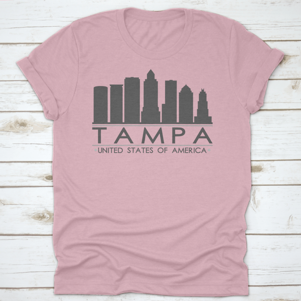 Tampa skyline silhouette design featuring famous buildings in vector art style, perfect for home decor.