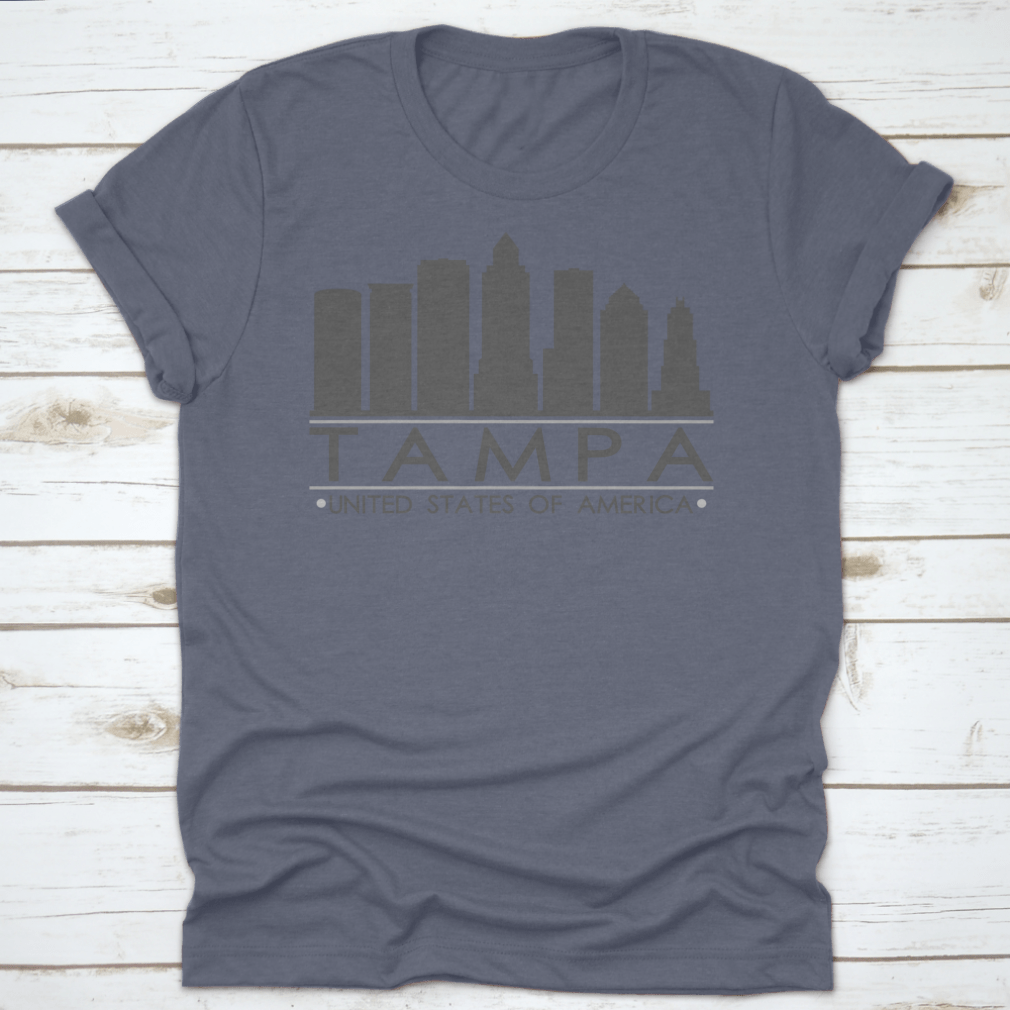 Tampa skyline silhouette design featuring famous buildings in vector art style, perfect for home decor.