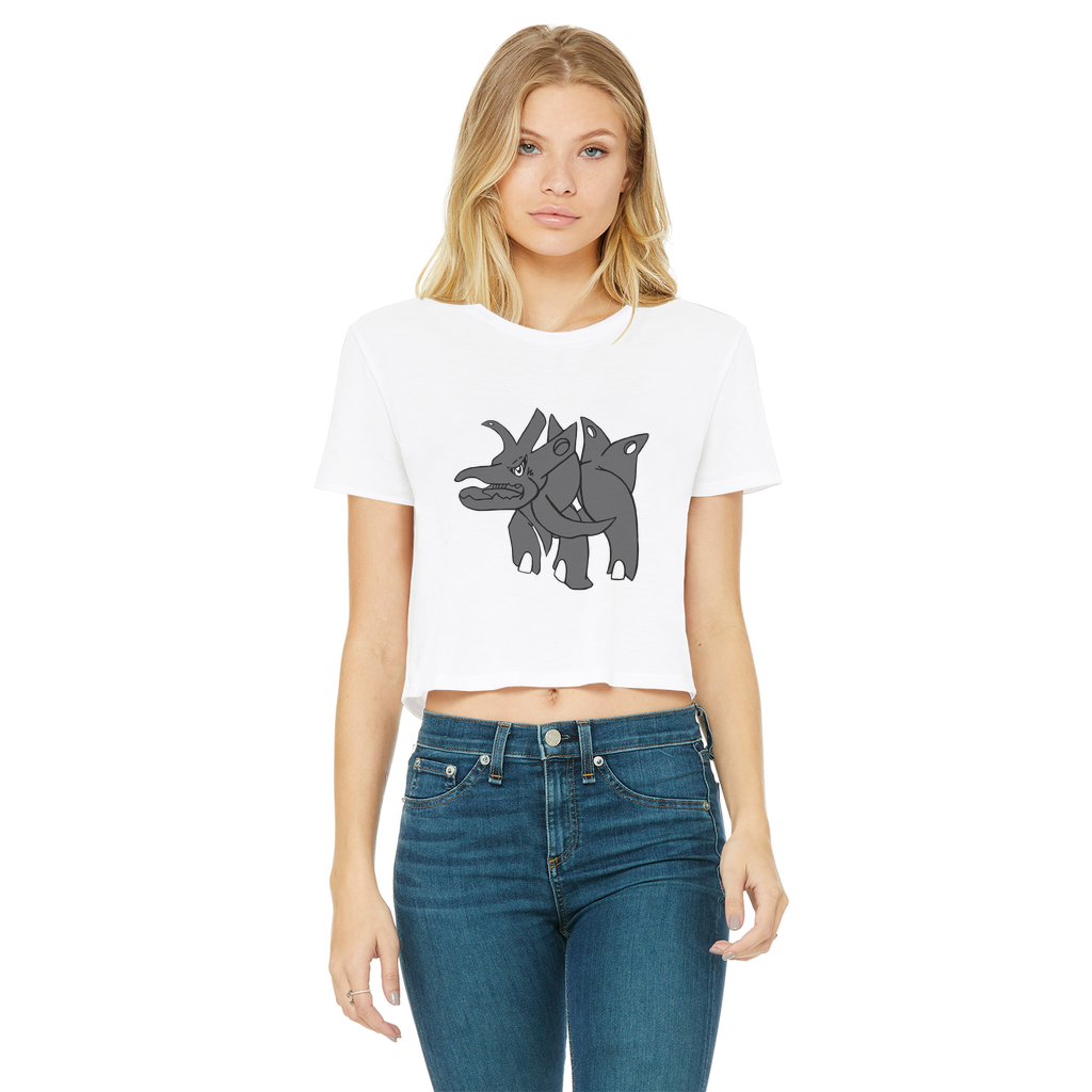 Tanktron Classic Women's Cropped Raw Edge T-Shirt in various colors, showcasing its round neck, short sleeves, and raw edge hem.