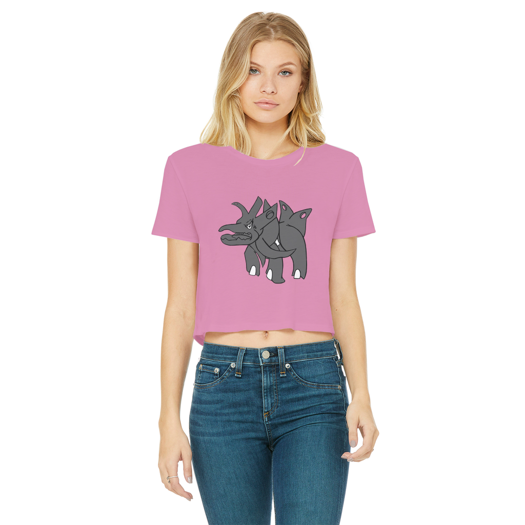 Tanktron Classic Women's Cropped Raw Edge T-Shirt in various colors, showcasing its round neck, short sleeves, and raw edge hem.