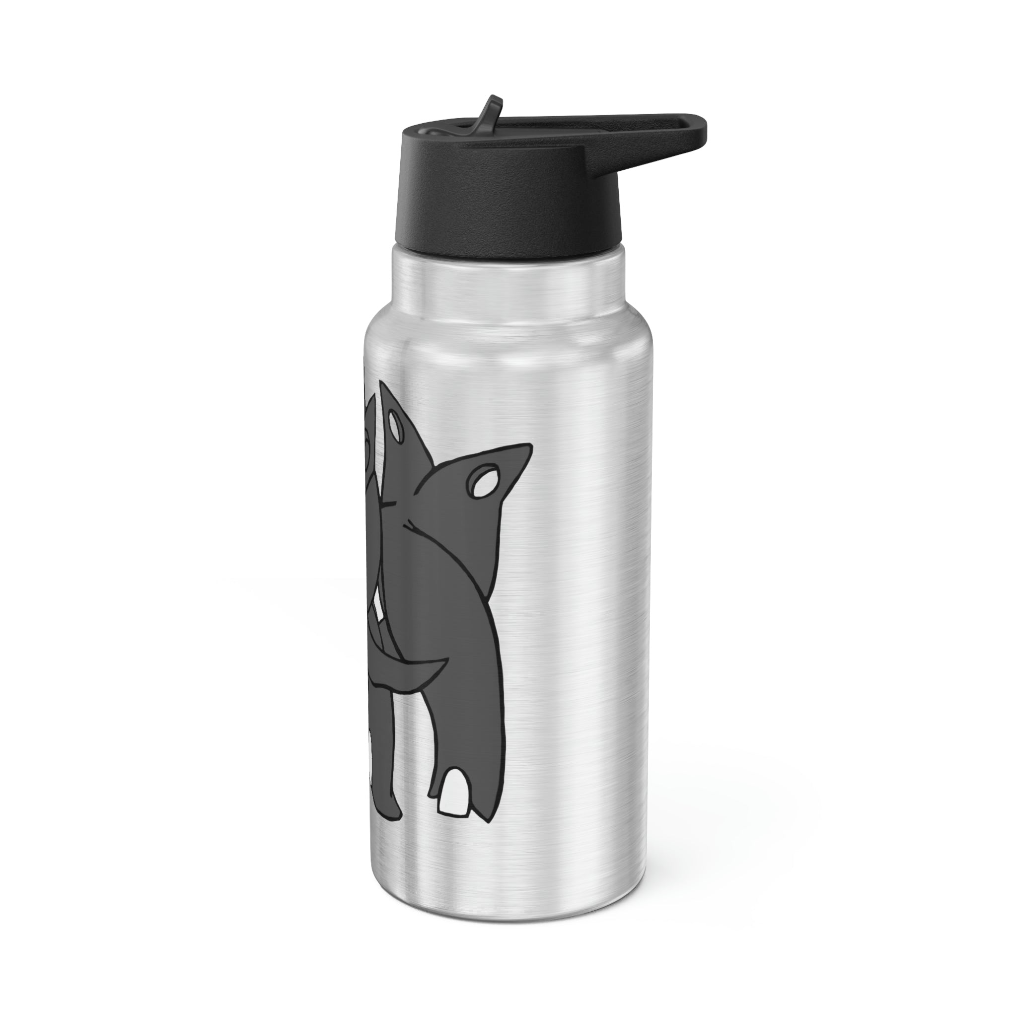 Tanktron Gator Tumbler in stainless steel with a black cap and plastic straw, showcasing a customizable design.