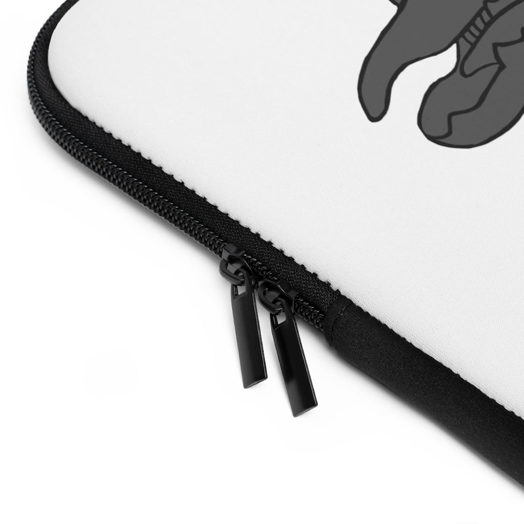 Tanktron Laptop Sleeve featuring a customizable front and solid black back, made of smooth neoprene with dual zipper enclosures.