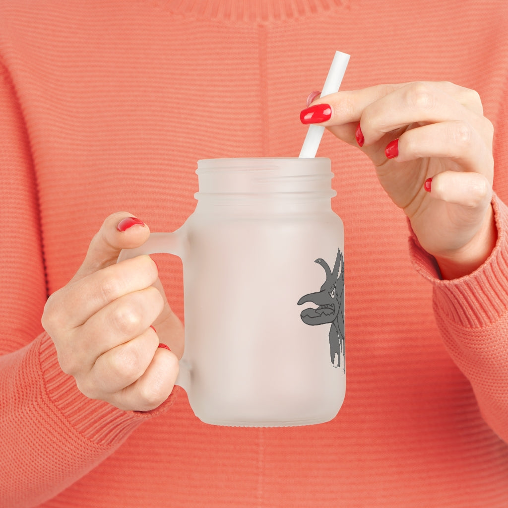 Tanktron Mason Jar with straw and lid, made of frosted glass, perfect for personalized drinks.