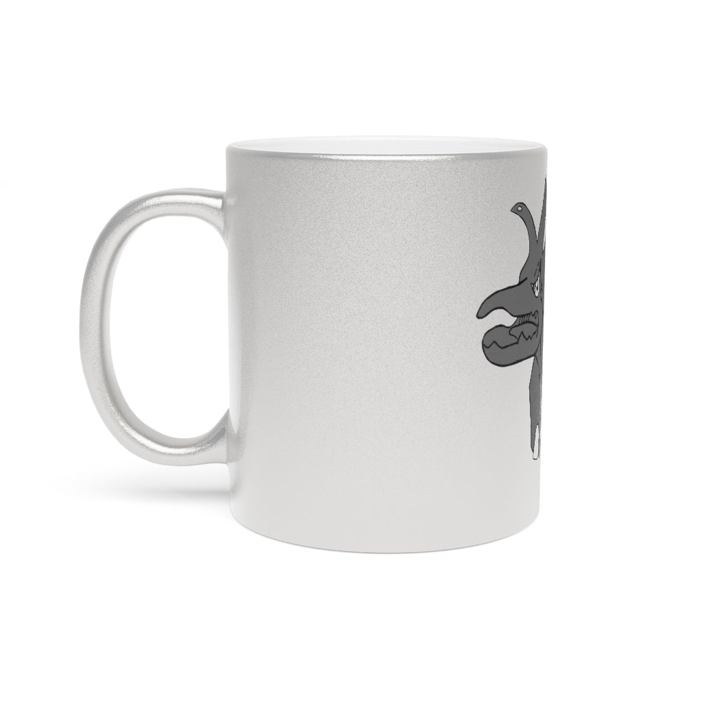 Tanktron Metallic Mug in Gold and Silver finishes, showcasing personalized designs and a comfortable C-handle.