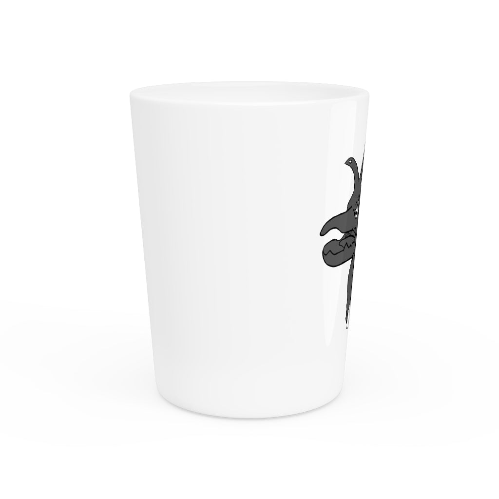 Personalized Tanktron Shot Glass with white ceramic and customizable interior options.