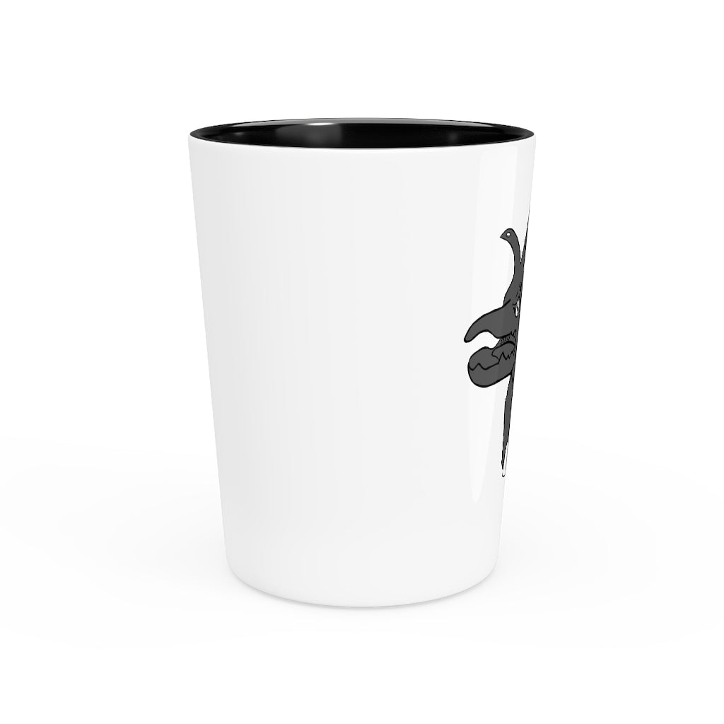 Personalized Tanktron Shot Glass with white ceramic and customizable interior options.