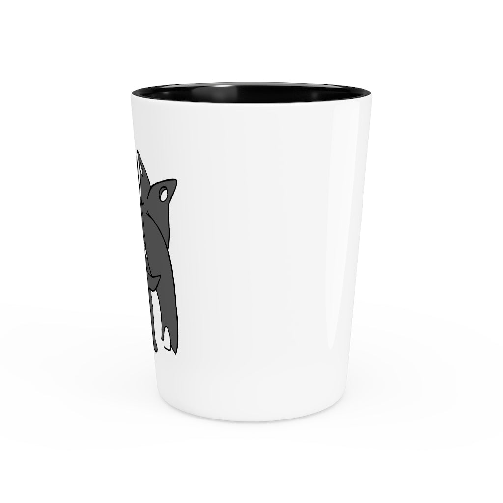 Personalized Tanktron Shot Glass with white ceramic and customizable interior options.