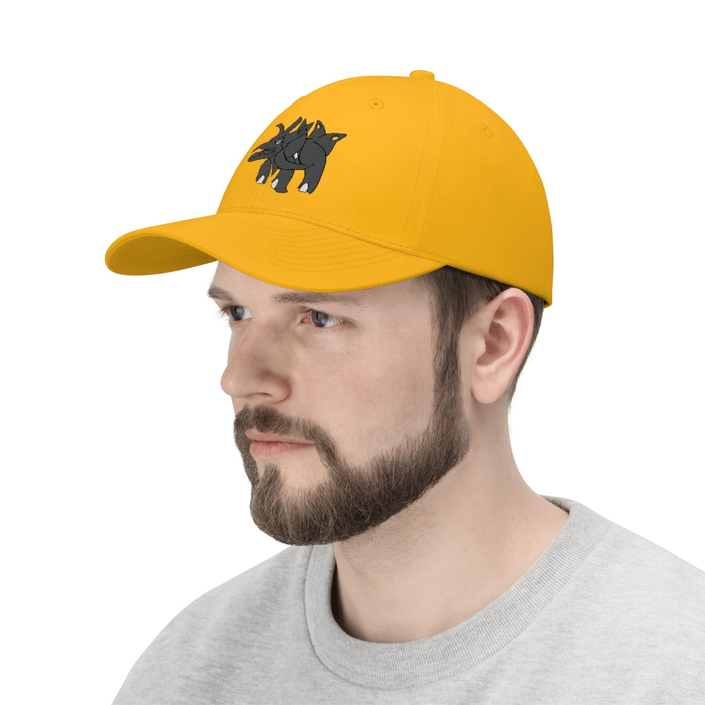 Tanktron Unisex Twill Hat in solid color, showcasing its 6-panel structure and adjustable Velcro closure.