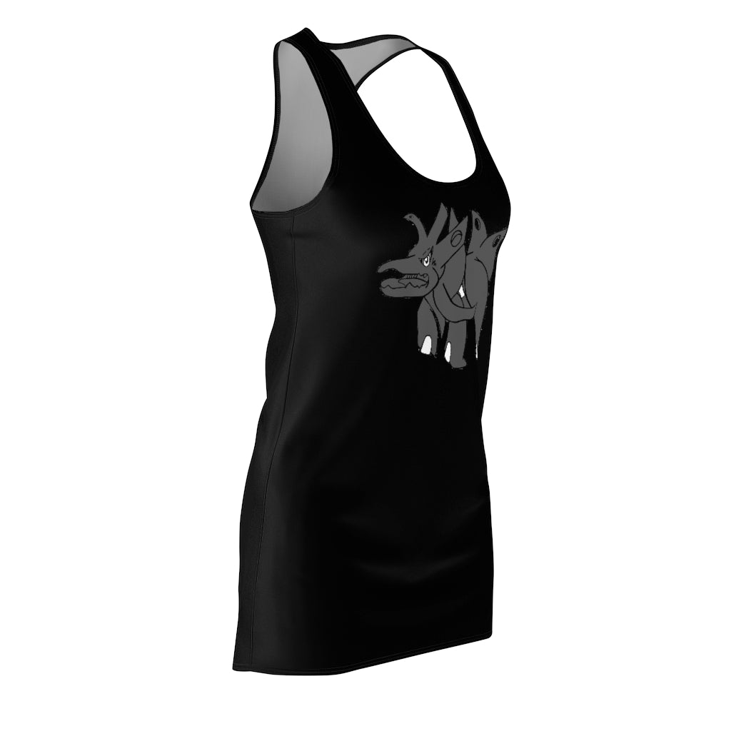 A stylish Tanktron Women's Cut & Sew Racerback Dress showcasing a feminine design and sporty fit, made from high-quality polyester.