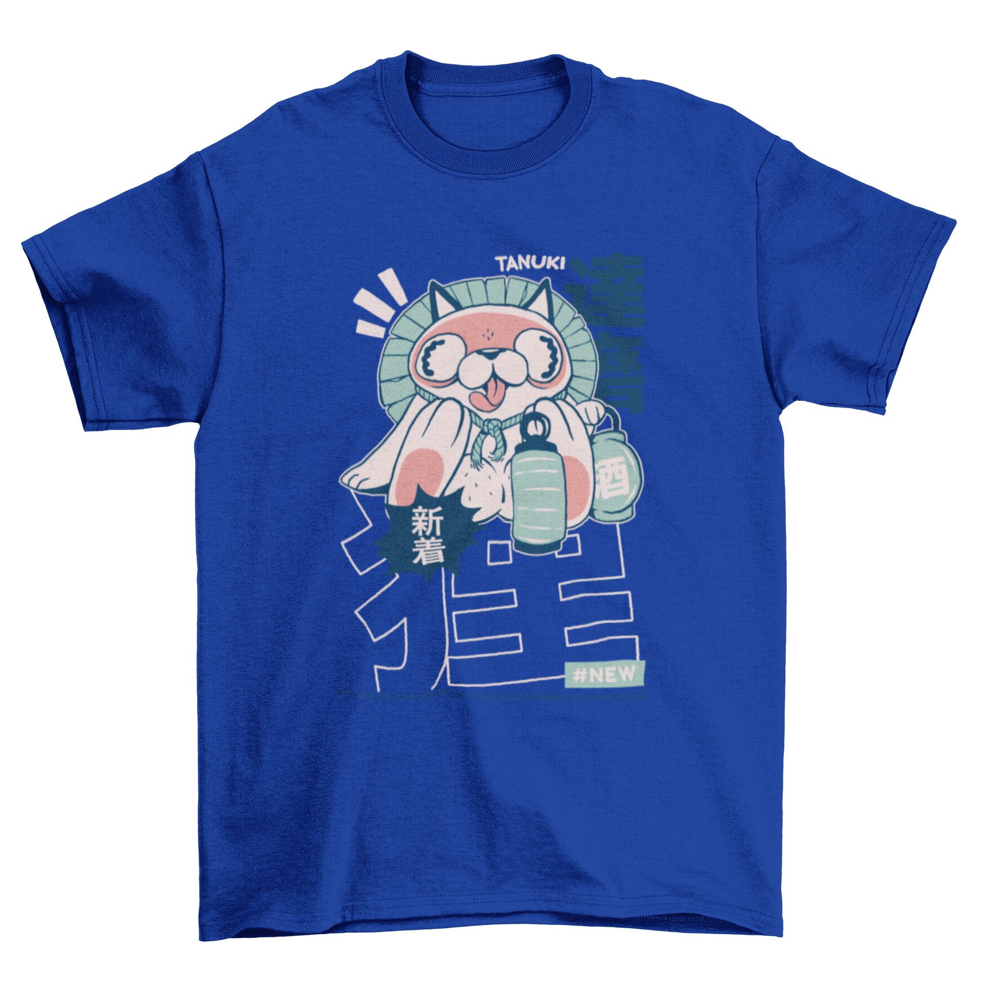 Tanuki Japanese yokai t-shirt design featuring a playful shapeshifting character illustration.