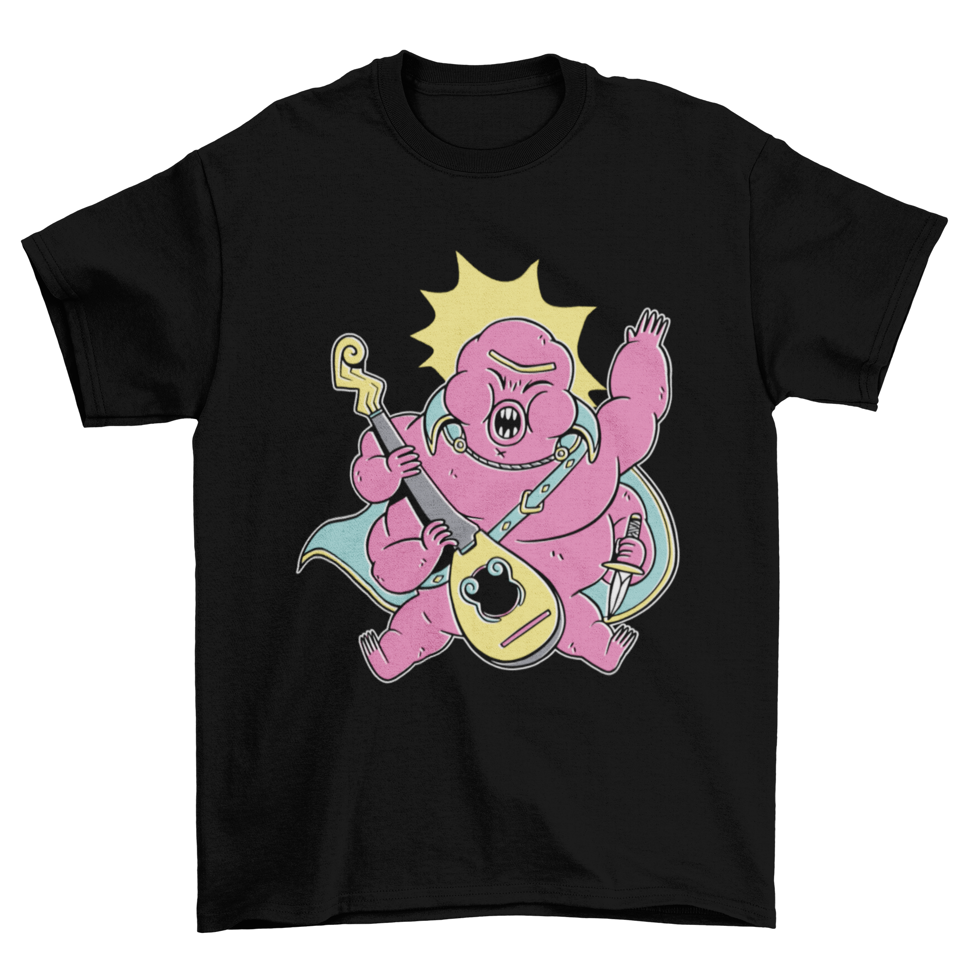 Funny t-shirt featuring a tardigrade in bard attire, showcasing a unique character design.