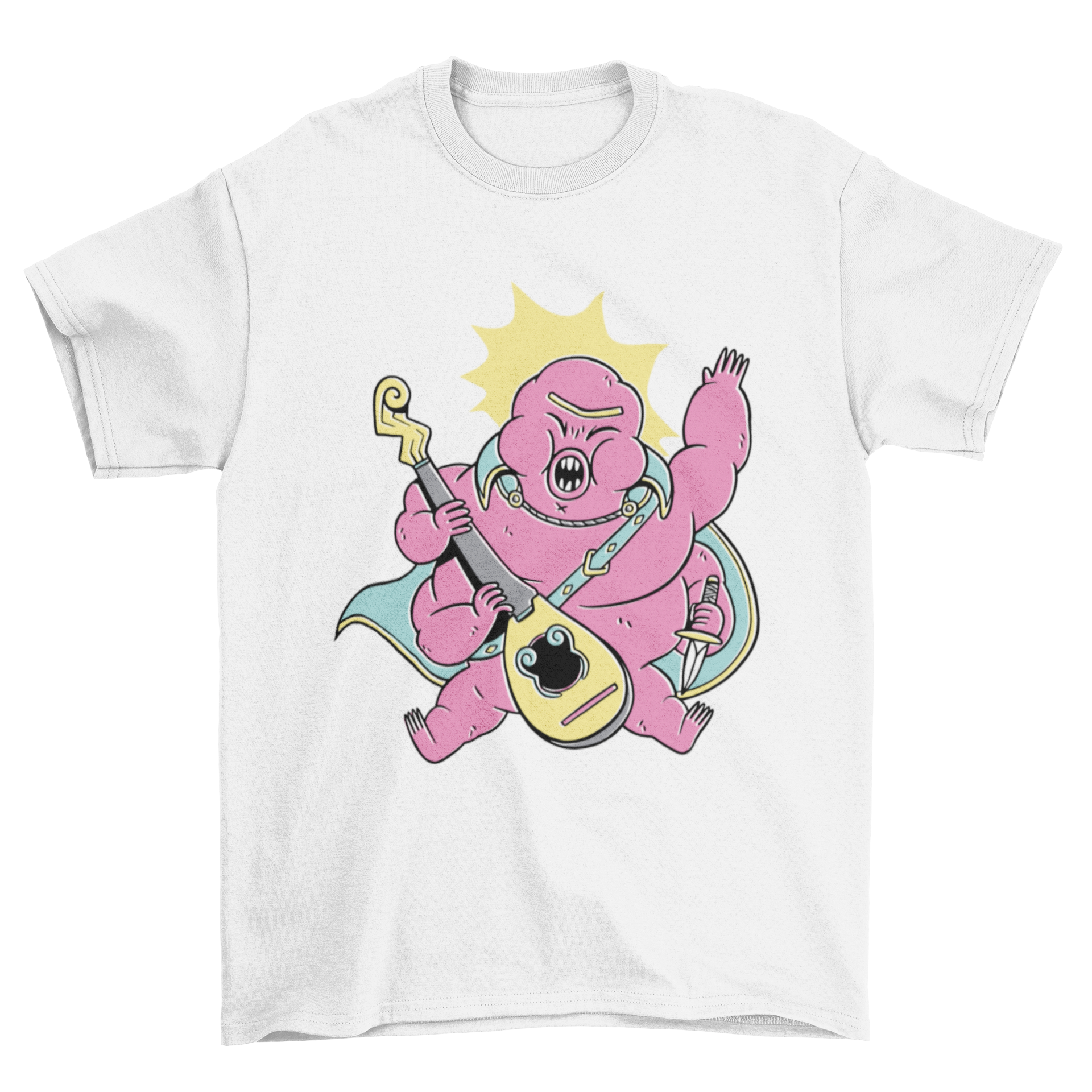 Funny t-shirt featuring a tardigrade in bard attire, showcasing a unique character design.