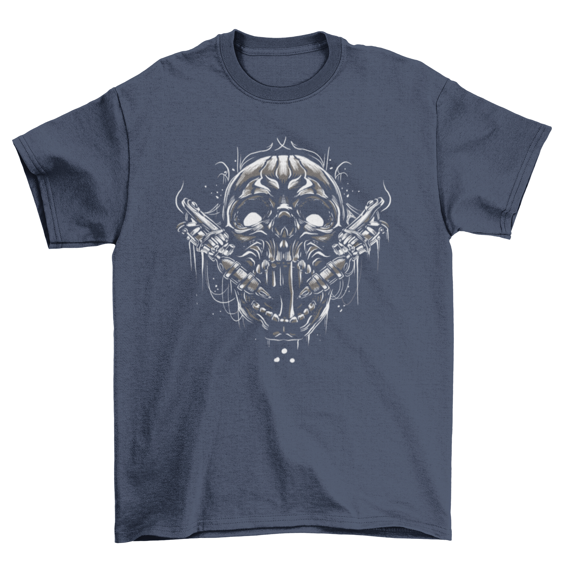 Tattoo Machine Skull T-Shirt featuring a detailed skull design in tattoo style, perfect for tattoo enthusiasts.