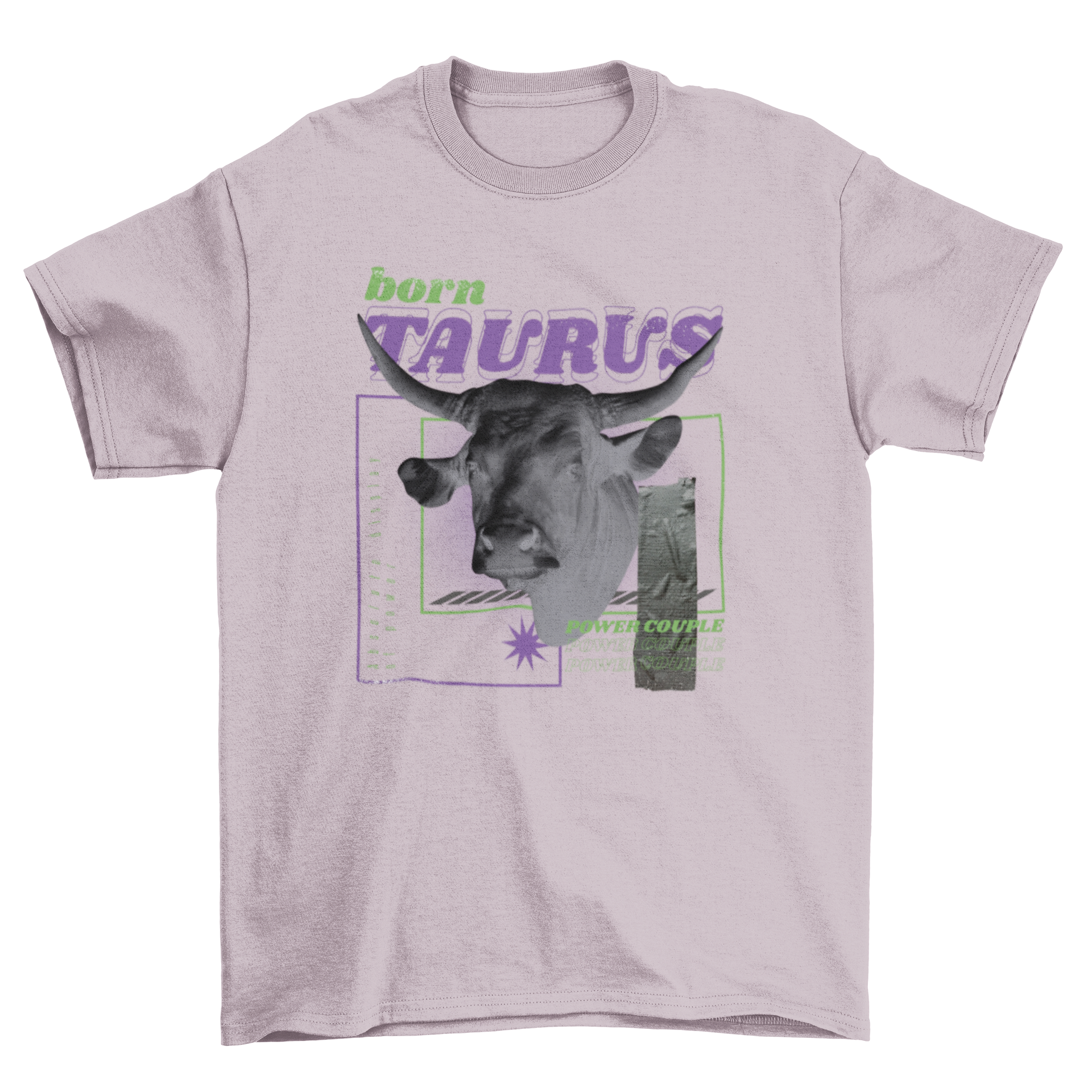 A stylish Taurus horoscope t-shirt featuring a bull design and the quote 'Born Taurus'.