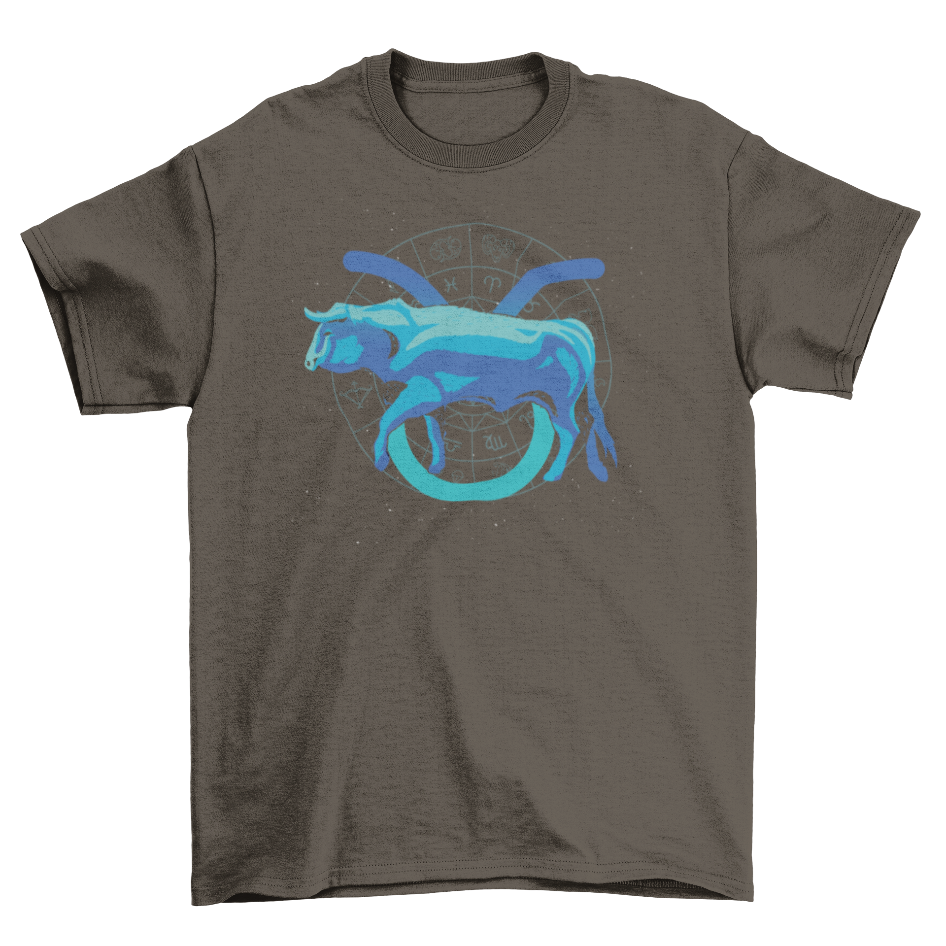 A stylish t-shirt featuring a semi-flat design of the Taurus zodiac sign, perfect for astrology lovers.