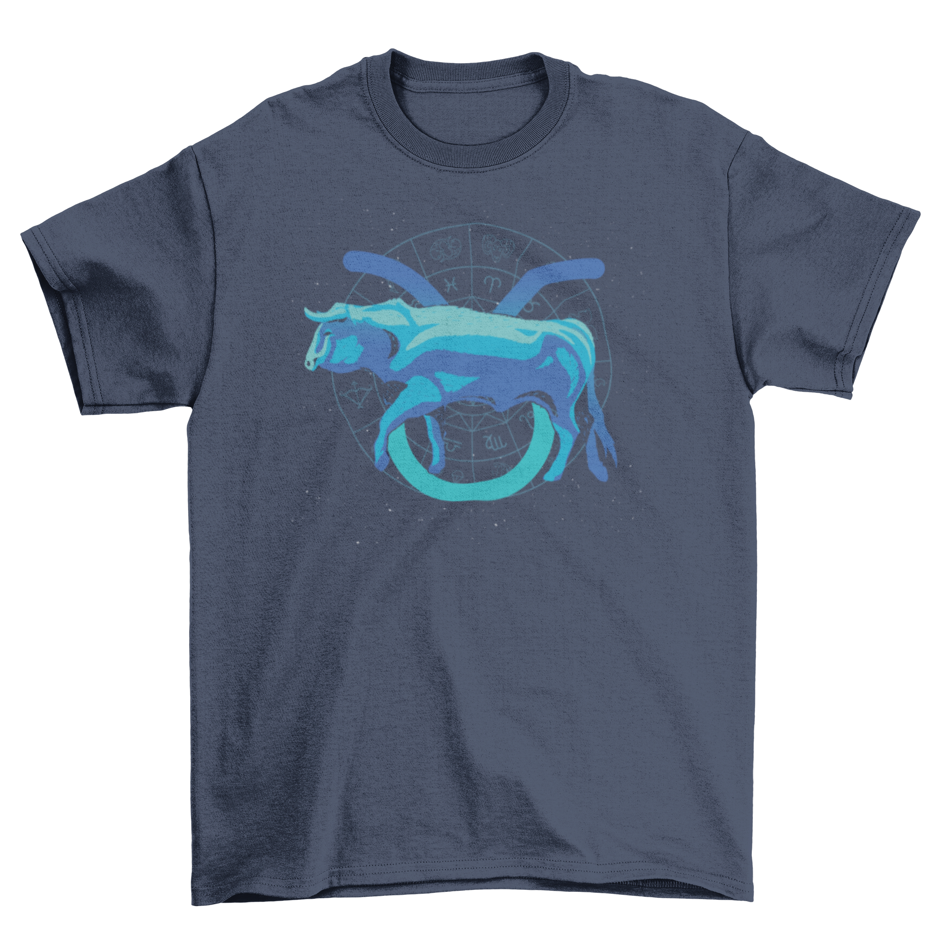 A stylish t-shirt featuring a semi-flat design of the Taurus zodiac sign, perfect for astrology lovers.