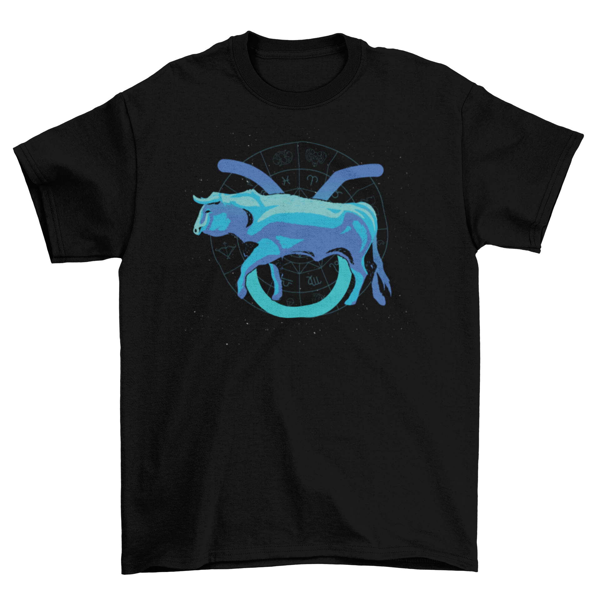 A stylish t-shirt featuring a semi-flat design of the Taurus zodiac sign, perfect for astrology lovers.