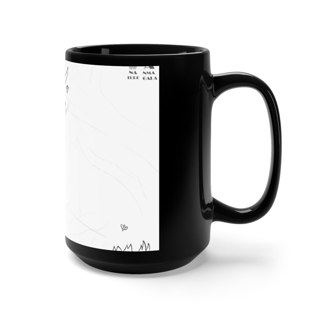 Tempus Guardian of the Harvest Black Mug, 15oz ceramic mug with a sleek black design and comfortable C-handle, perfect for coffee and tea lovers.