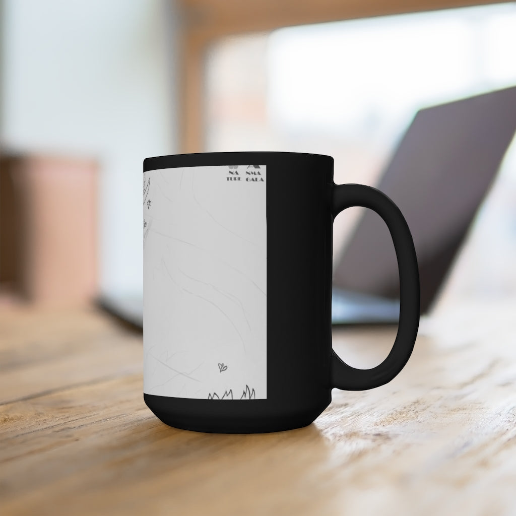 Tempus Guardian of the Harvest Black Mug, 15oz ceramic mug with a sleek black design and comfortable C-handle, perfect for coffee and tea lovers.