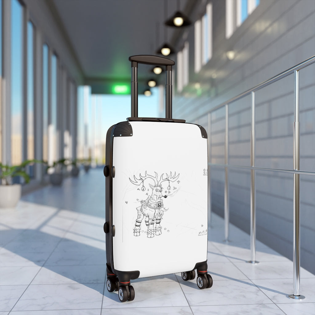 Tempus Guardian of the Harvest Cabin Suitcase in faux leather with adjustable handle and double wheels, showcasing personalized design.