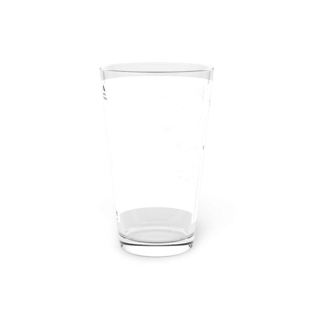 Tempus Guardian of the Harvest Pint Glass, 16oz, clear glass with custom printed design, perfect for beverages.