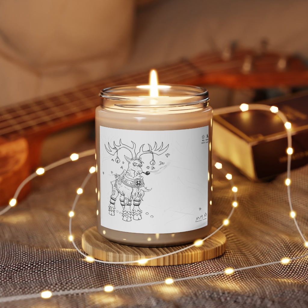 Tempus Guardian of the Harvest scented candle in a glass container, featuring a permanent adhesive label, showcasing its warm Cinnamon Stick and Vanilla fragrances.